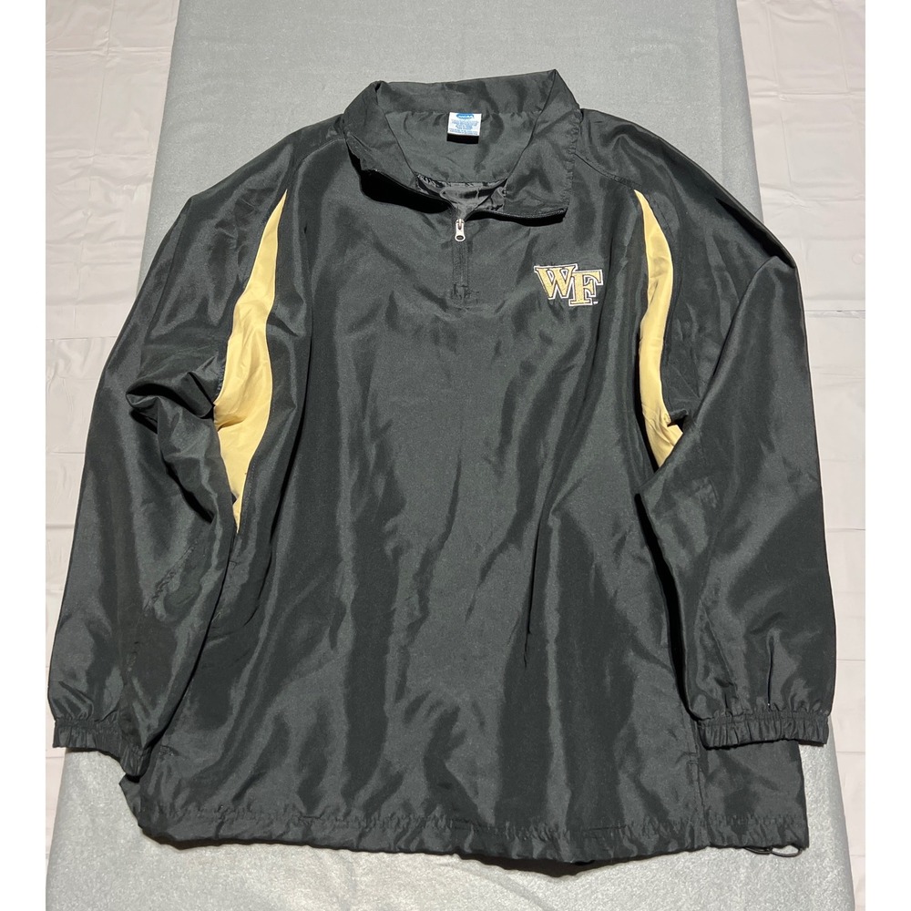 NCAA Wake Forest Demon Deacons Quarter Zip Windbreaker Jacket Black Gold 2XL